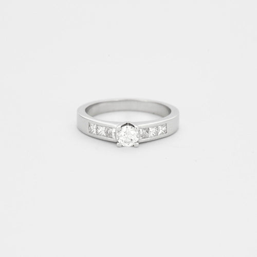 Bague Solitaire or blanc diamant 58 Facettes a definir