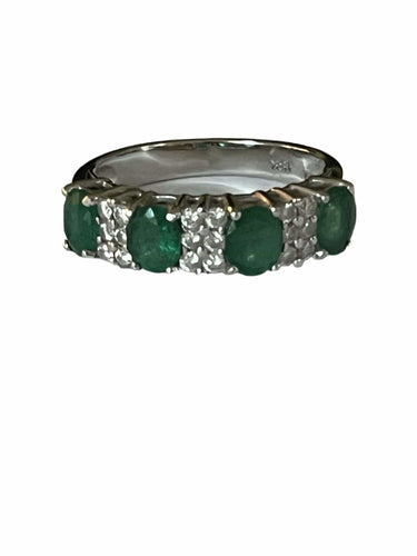 Bague 54 Bague Jonc Or Gris Emeraudes Diamants 58 Facettes LOT 6113