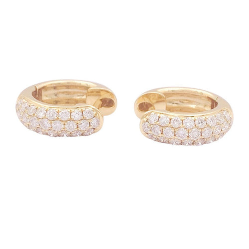 Boucles d'oreilles Paire de créoles or jaune, diamants. 58 Facettes 34483