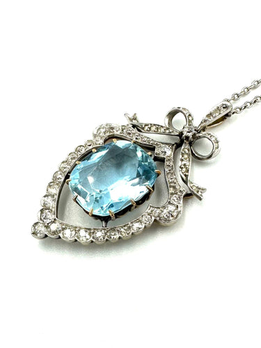 Collier Collier "Belle Epoque" en or, platine, aigue-marine et diamants 58 Facettes