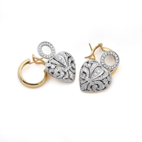 Boucles d'oreilles Boucles d'oreilles en or jaune et blanc serties de diamants (1,60 carat) 58 Facettes 17046