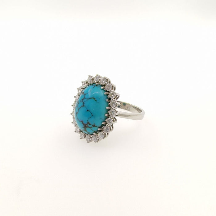 Bague 52 Bague avec Turquoise et Diamants 58 Facettes