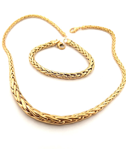 Bracelet Collier et bracelet maille palmier en or jaune 18 carats 58 Facettes