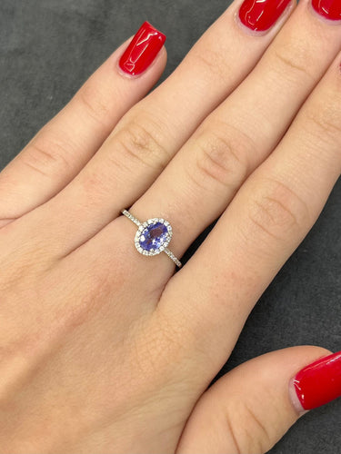 Bague 51.5 Bague or blanc Tanzanites et Diamants 58 Facettes 00000501