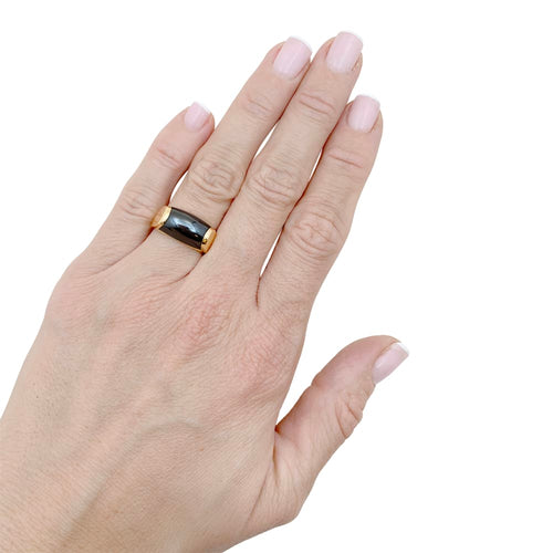 Bague 51 Bague Bulgari, "Tronchetto", or jaune et hématite. 58 Facettes 35004