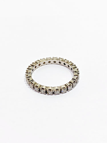 Bague 50.5 Alliance Tour Diamants en or blanc 58 Facettes