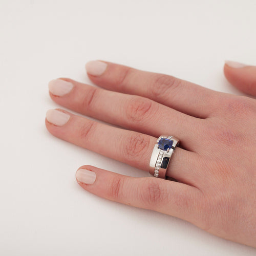 Bague 53 Bague saphir diamants 58 Facettes