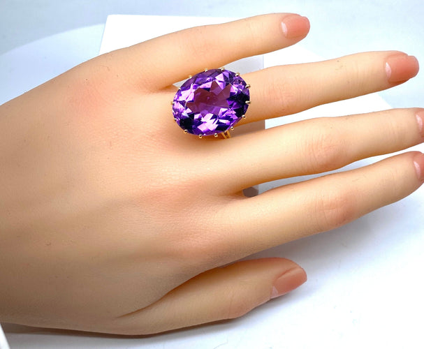 Bague 56 Bague en or jaune & améthyste 58 Facettes AB317