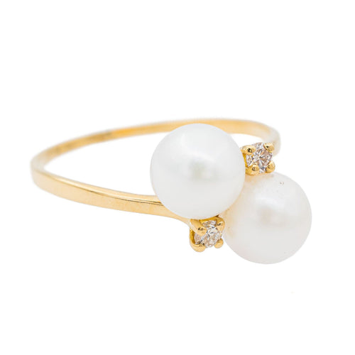 Bague 58 Bague Toi & Moi Or jaune Perle, Diamant 58 Facettes 3105054CN