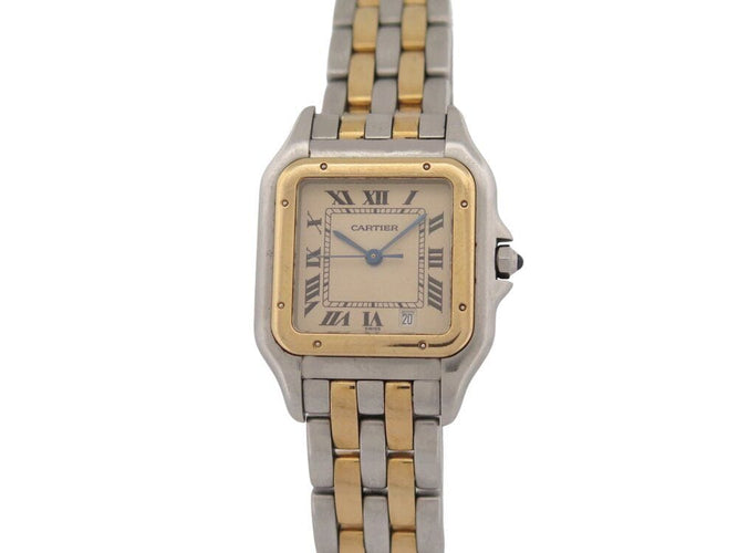 Montre vintage montre CARTIER panthere 110000r or 18k 2 rangs acier quartz 58 Facettes 268500
