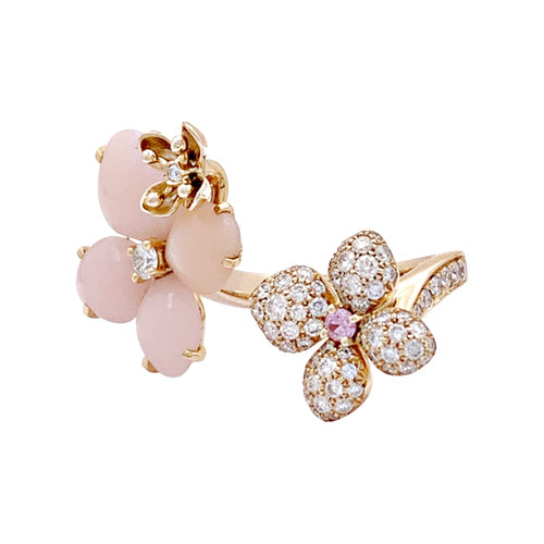 Bague 49 Bague Chaumet, « Hortensia Aube rosée », or rose, diamants, saphir rose et opales roses. 58 Facettes 34900