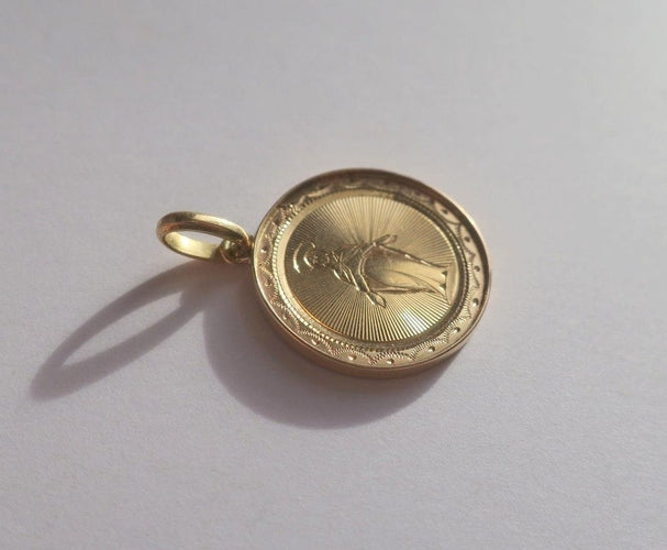 Médaille pendentif Vierge Miraculeuse ancienne en or rose 18 carats