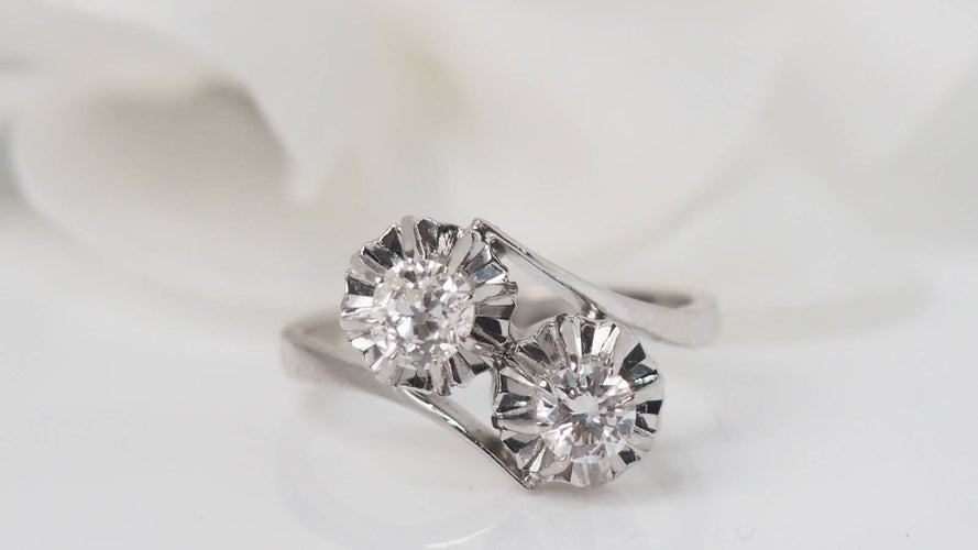 Bague 53 Bague Toi et Moi en or gris et diamants 58 Facettes 31194