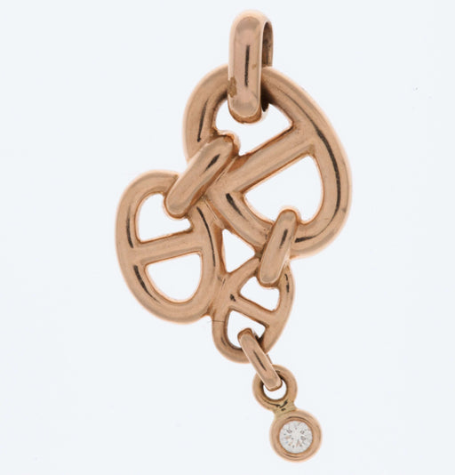 Pendentif Hermès - Pendentif "Chaine d'Ancre Enchainée" Or Rose Diamant 58 Facettes