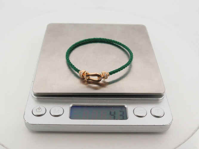 Bracelet bracelet FRED force 10 mm en or rose 18k + cable acier vert 16.5cm 58 Facettes 271014