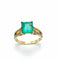 Bague 59 Bague en or jaune avec émeraude taille carrée et diamants 58 Facettes 50386