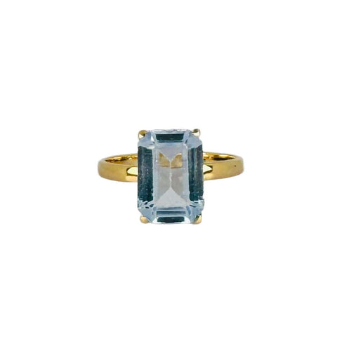 Bague Bague en or jaune avec aigue-marine facettée 58 Facettes 2505015