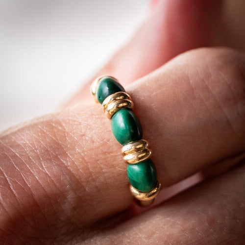 Bague 54 HERMÈS - Bague - or jaune et malachite 58 Facettes