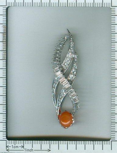 Pendentif Flamme Vintage : Une Danse d'Opale et de Diamants 58 Facettes 21028-0244