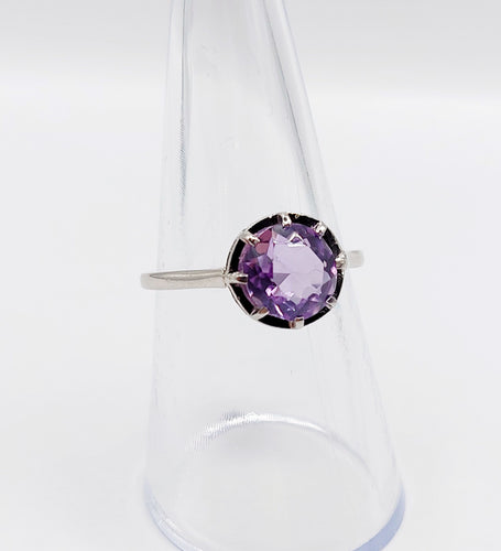 Bague solitaire Art Déco platine et améthyste 58 Facettes A05353