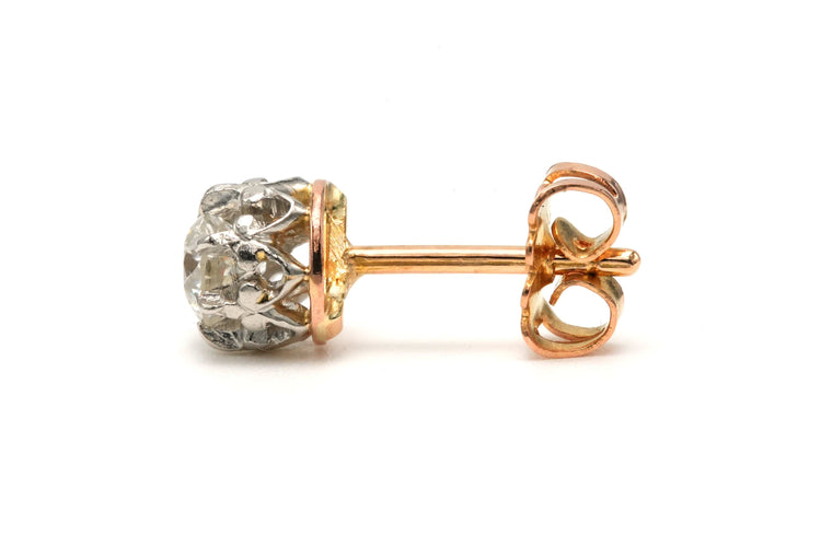 Boucles d'oreilles Boucles d'oreilles Art Déco or jaune et argent serties de diamants old cut 58 Facettes 22805