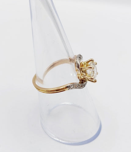 Bague 54.5 Bague tourbillon antique en or 18k et platine, diamants taille ancienne 1,35 carat 58 Facettes A06442