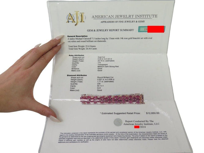 Bracelet bracelet MICHAEL CHRISTOFF tapis rubis 24ct & diamants 18.5cm or rose 14k 58 Facettes 269285