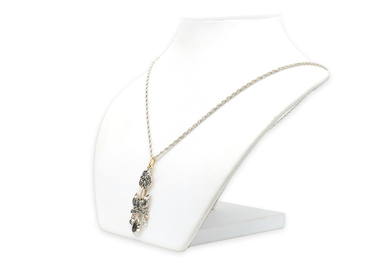 Collier Collier Napoléon III or jaune, argent, pierre du Rhin et diamants taille rose 58 Facettes B775