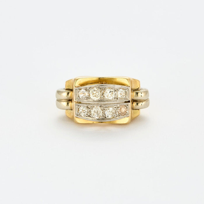 Bague 44 Bague tank pont or jaune platine diamants 58 Facettes