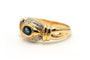 Bague 53 Bague contemporaine en or jaune et blanc 18k sertie d'un saphir et de diamants 58 Facettes 23174