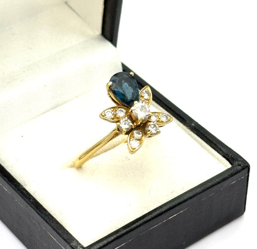 Bague 58 Bague duchesse vintage en or jaune 18K sertie de saphir et diamant 58 Facettes