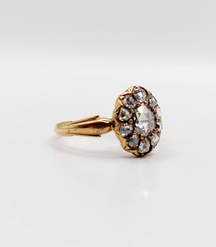 Bague 55 Bague marquise victorienne diamants taillés en roses en or 18k 58 Facettes A06438