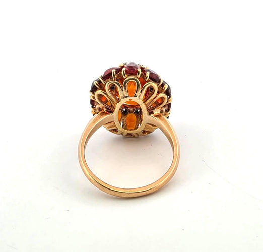 Bague 57 Bague vintage en or jaune avec citrines et diamants 58 Facettes