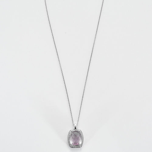 Ametist och diamanthalsband i vitt guld