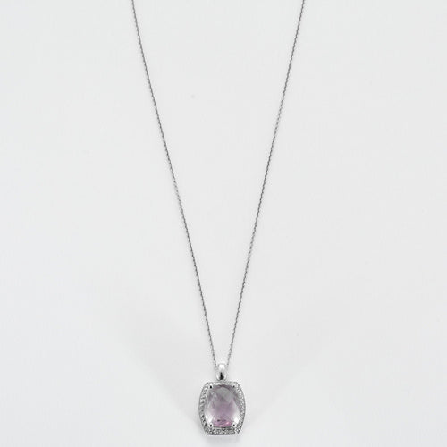 Collier Collier or blanc améthyste et diamants 58 Facettes LP981/16