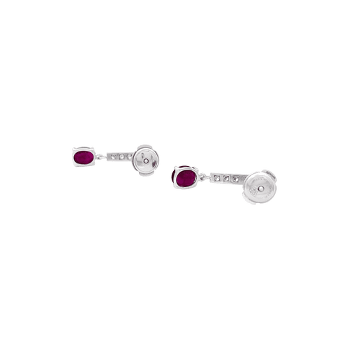 Pendentif Boucles d'oreille or blanc, diamants et rubis. 58 Facettes 34398
