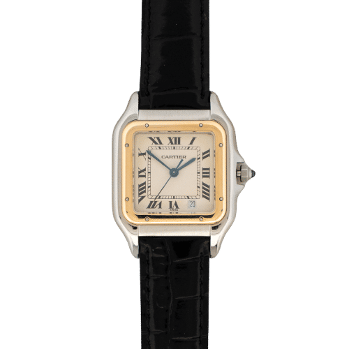 Montre Cartier - Montre Panthère cadran ivoire chiffres romains en acier et or jaune 58 Facettes