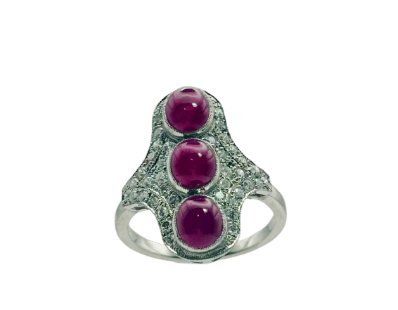 Bague Bague en platine avec rubis et diamants 58 Facettes 50261