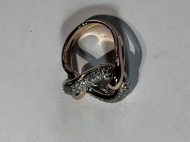 Bague 55 Bague maillon libre or rose, or blanc, pavée diamants 58 Facettes