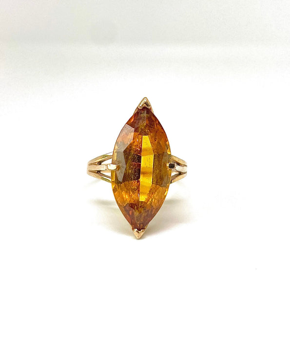 Bague 55 Bague cocktail or jaune citrine 58 Facettes