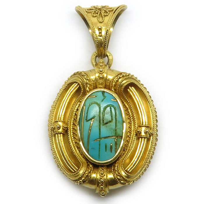 Old pendant in yellow gold and turquoise
