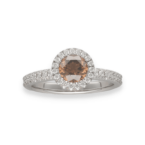 Bague 55 Solitaire De Beers Aura en platine - 1,00 ct Fancy Dark Brown + 0,36 ct F-VVS - Taille 55 - Série complète 2020 58 Facettes FB10126