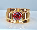 Bague Bague en or jaune 18 carats et platine sertie d’une pierre rouge , vers 1940 58 Facettes AB392