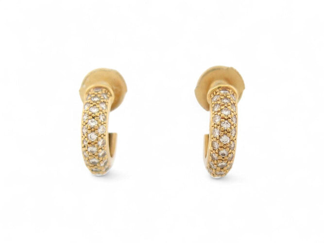 Boucles d'oreilles boucles d'oreilles creoles CARTIER etincelle or jaune 18k pavees s 58 Facettes 270594