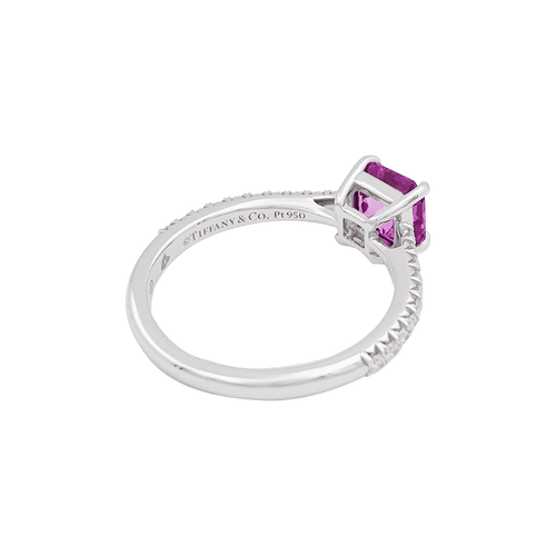 Bague 52 Bague TIFFANY & CO, "Novo" platine, saphir rose et diamants. 58 Facettes 34529