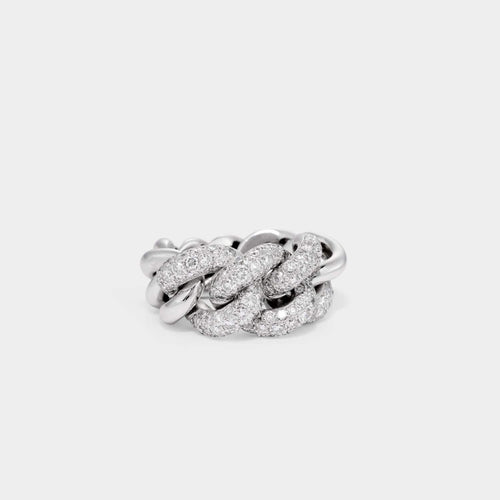 Bague 52 POMELLATO - Bague Catene en or blanc et diamants 58 Facettes