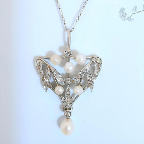 Collier Collier pendentif Art Nouveau perles fines et diamants en or 18K 58 Facettes AA 1620