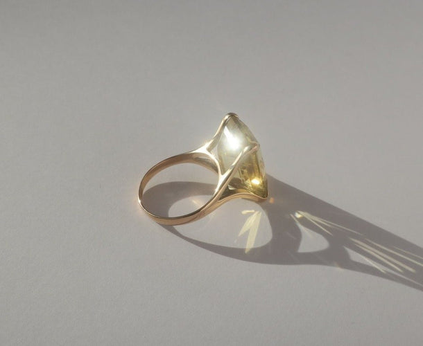 Bague 55 Bague cocktail citrine 13 carats en or rose 14 carats 58 Facettes