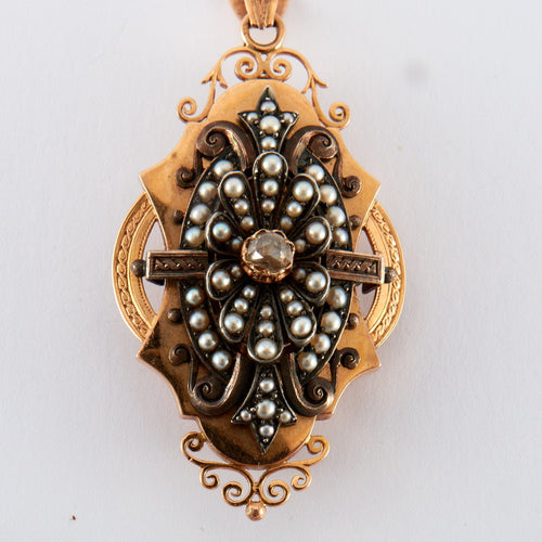 Pendentif Pendentif Napoléon III Perles Diamants 58 Facettes