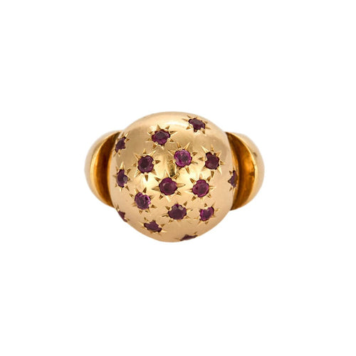 Bague 48 Bague or jaune et rubis de synthèse 58 Facettes SBR1625